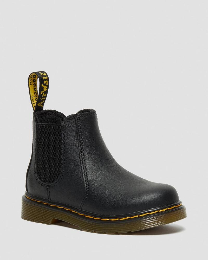 Black Kids\' Dr Martens Infant/Toddler 2976 Softy T Leather Chelsea Boots | CA 666VRW